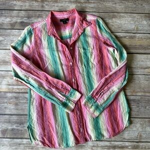 J. Crew Linen Rainbow Striped Shirt Sz 6